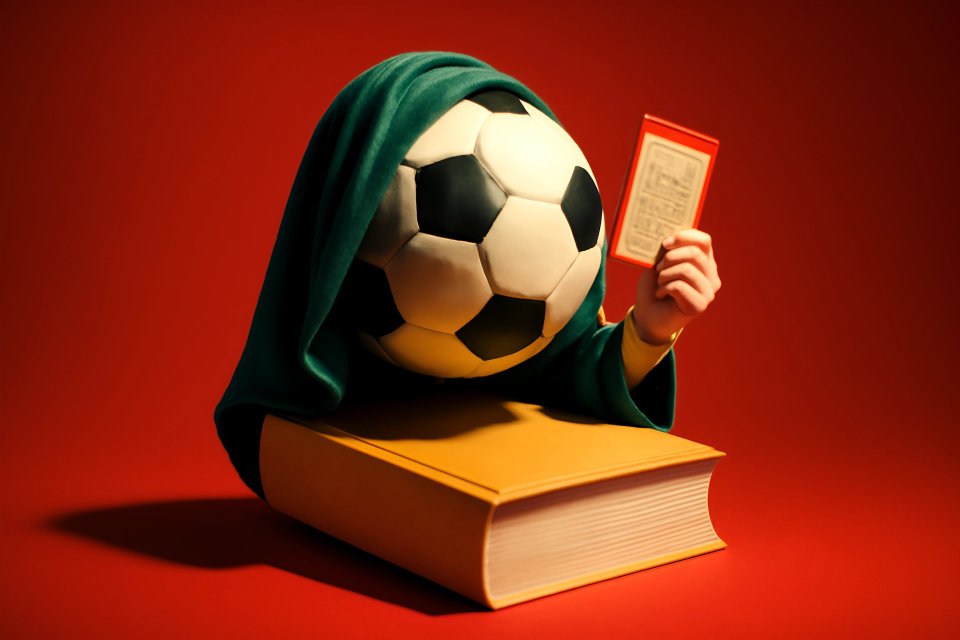 Illustratie van een voetbal en een boek