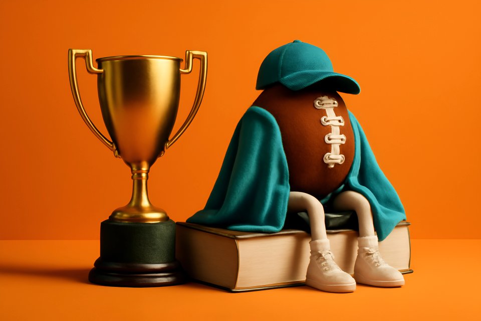 Voetbalicoon met trofee