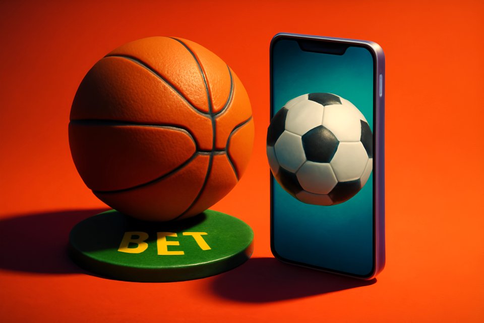 Mobiel sportweddenschappen met basketbal en voetbal