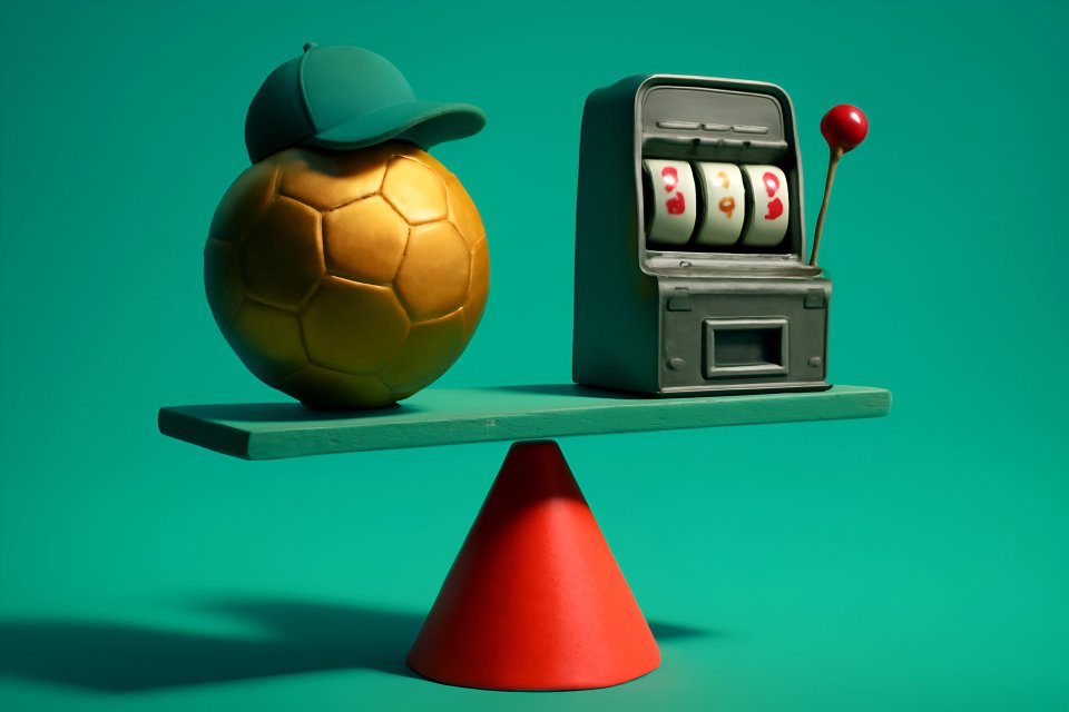 Voetbalbal naast een gokkast