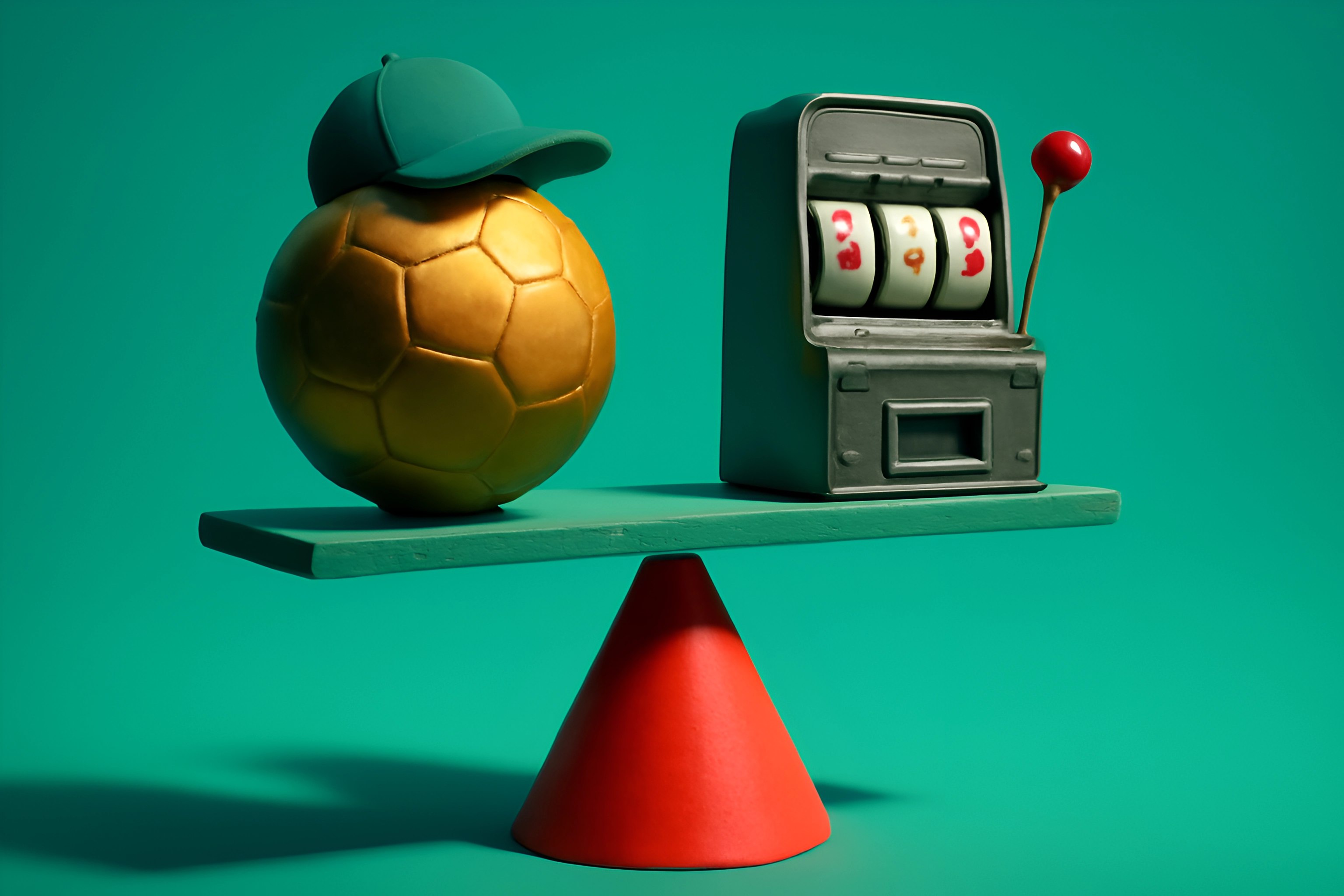 Voetbalbal naast een gokkast