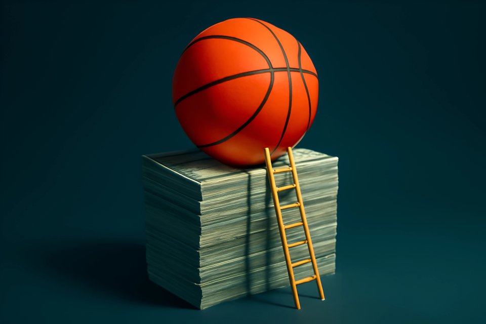 Basketbal op een stapel geld