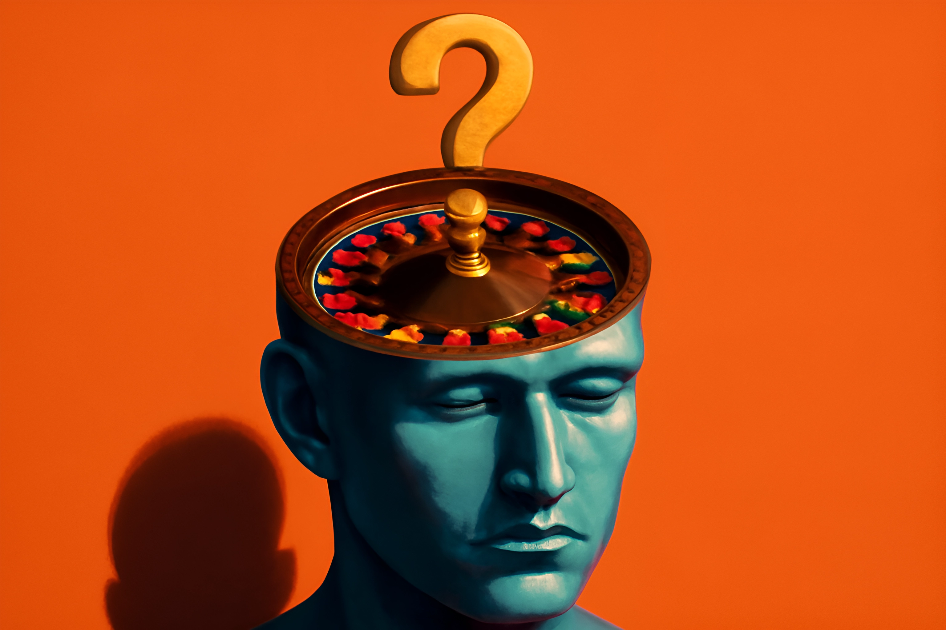Colorful thoughts in a blue head