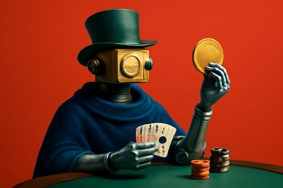 Robot with cards and coins