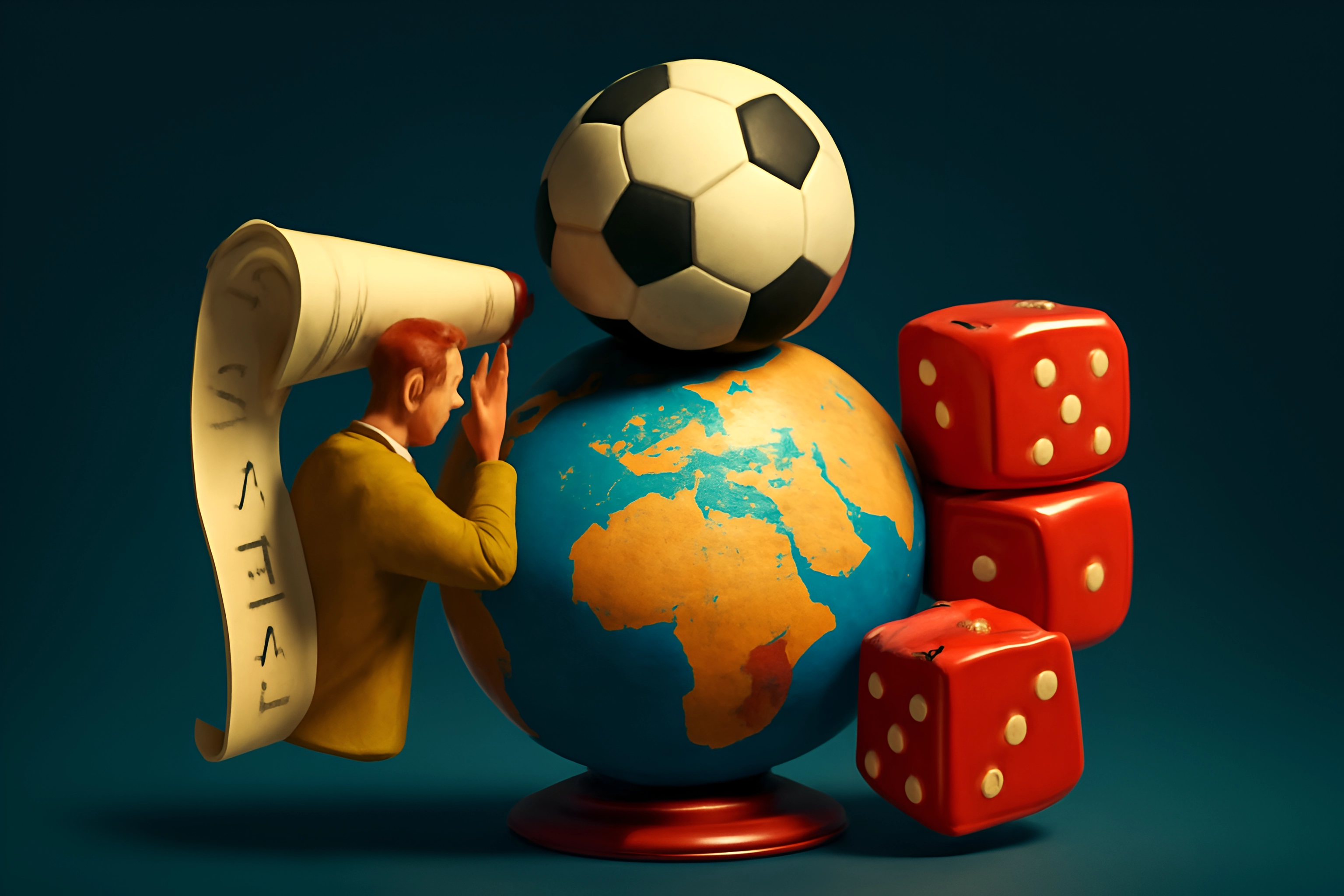 Soccer and dice on globe