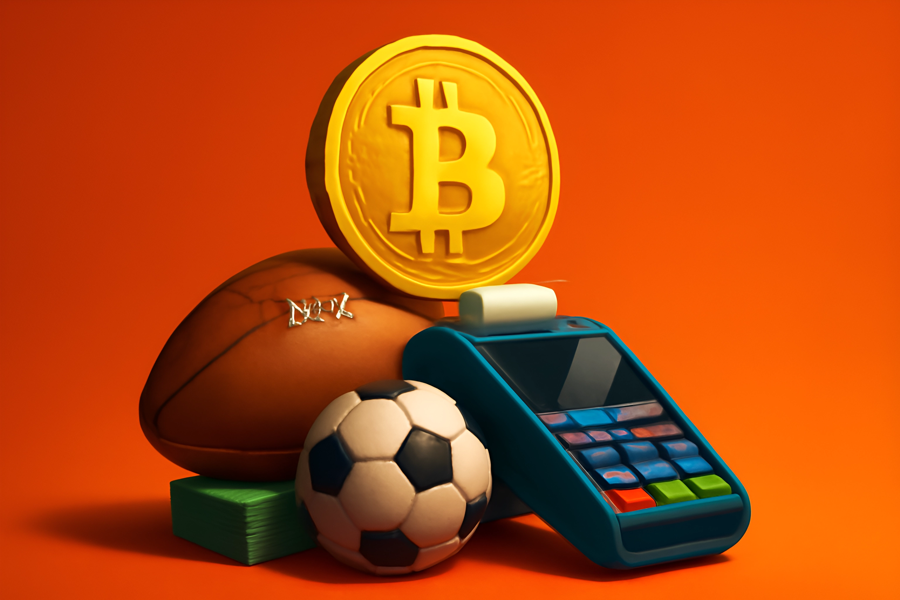 Bitcoin and sports items display